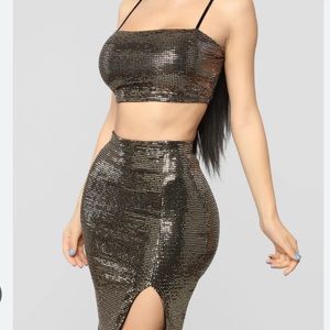 Fashion Nova Caylee Sequins Matching Set - Gold
